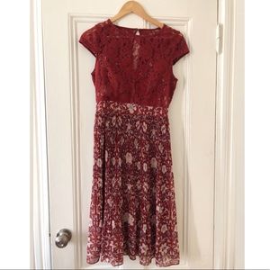 Red lace & floral dress